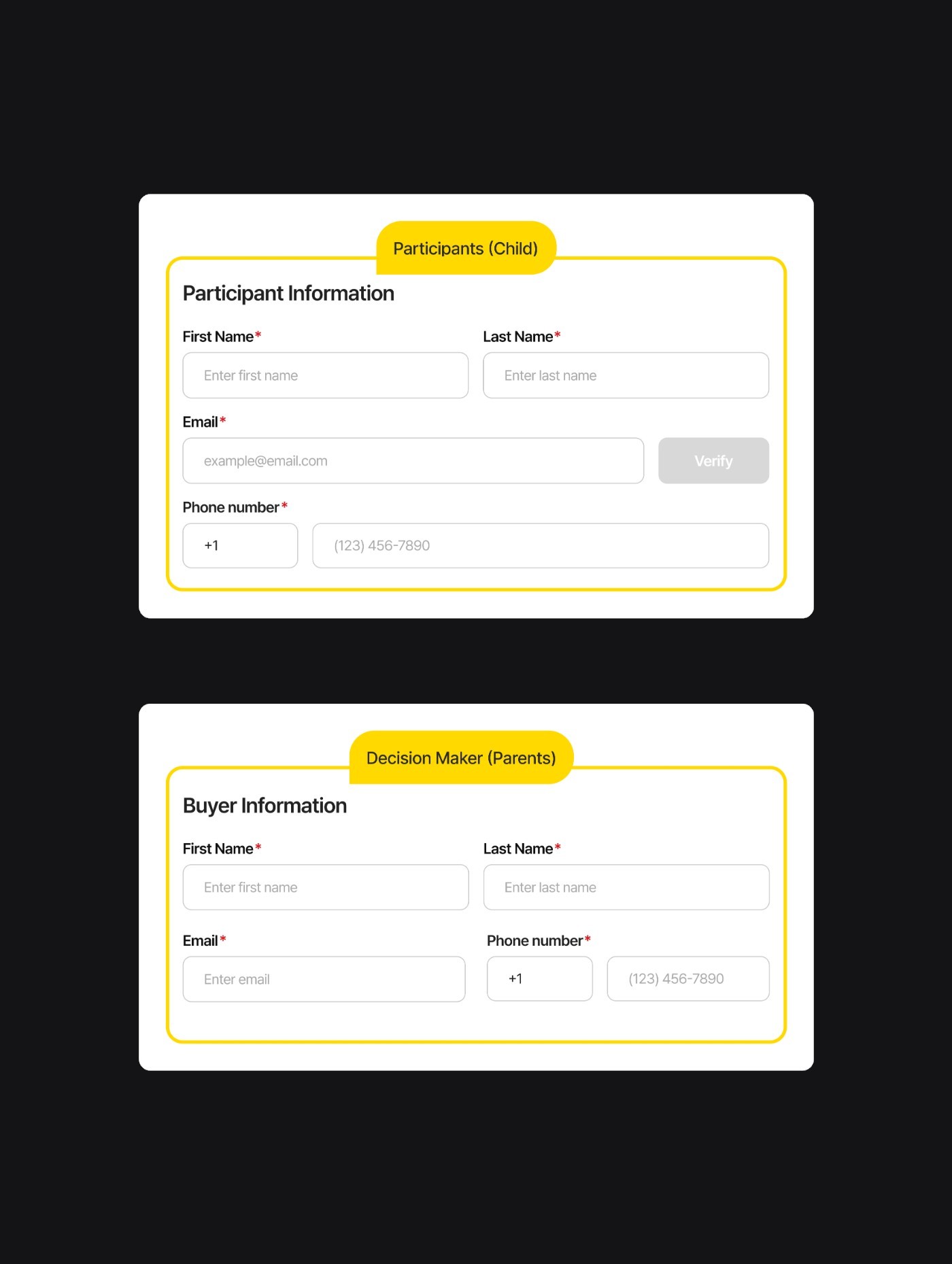 Participant Information and Buyer Information sections