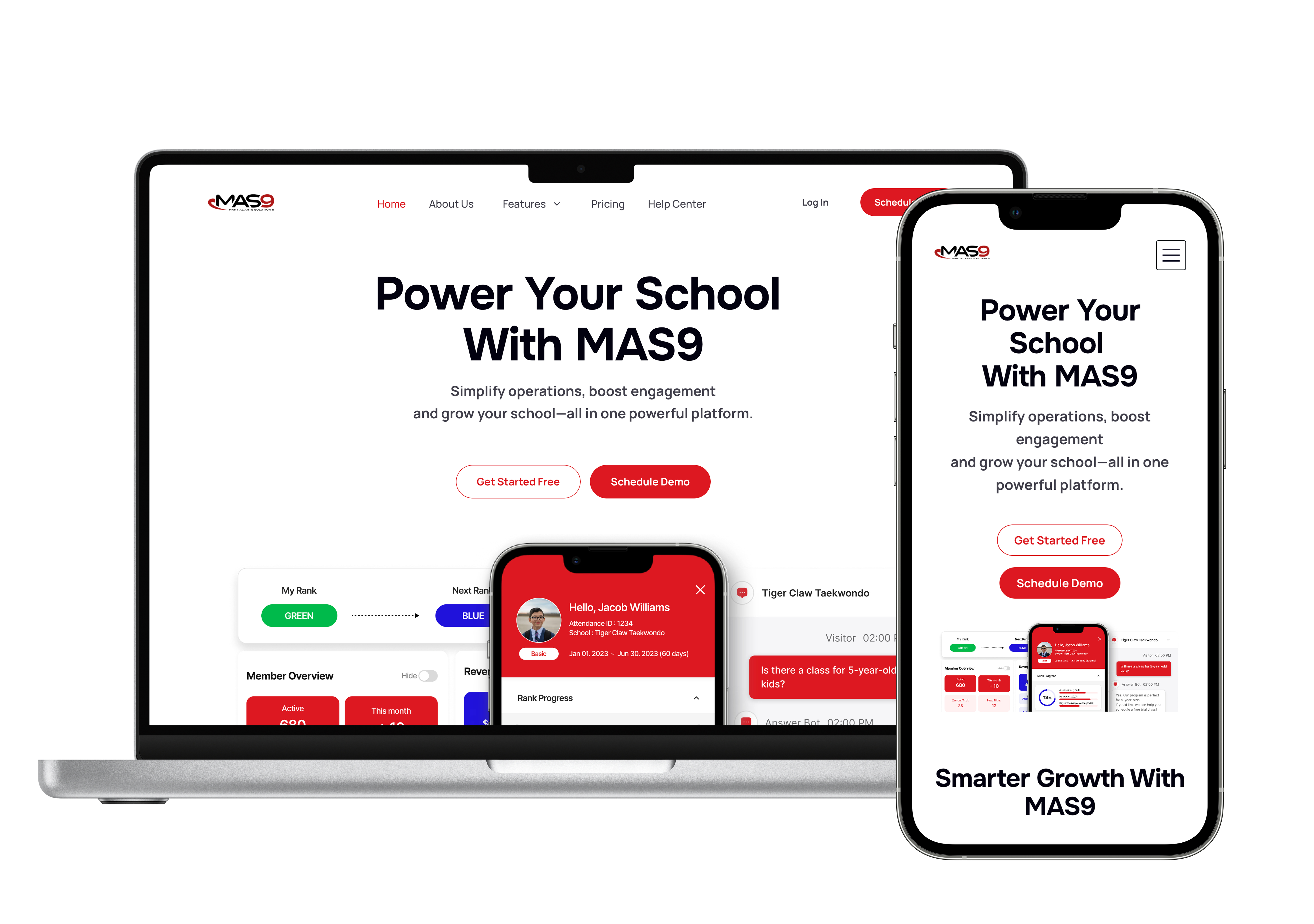 MAS9 website on laptop and phone